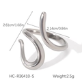 Detail showing minimalist silver open ring dimensions of 2.61cm height and 2.14cm width - Silver Streamlined Intertwined Style (HC-R30410-S)