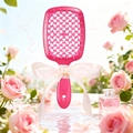 Pink hollow scented hairbrush with rose fragrance and elegant decorative ribbon bow - Rose Scent (Rose Red)