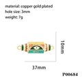 Detail view of colorful enamel evil eye charm with dimensions 37mm x 10mm in gold plating - P00684-Colorful Enamel Eye Pendant