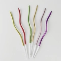 Set of 6 metallic wave-shaped birthday candles in assorted colors with white holders - Metallic Colorful Curved Candle