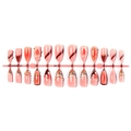 Pink and wine red leopard press-on nails set with 3D floral accents and pearls - 24 Pieces Strip (B1-13791)