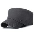 Berretto militare grigio scuro in cotone con ricamo sport e placca in metallo - Grigio