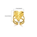 Gouden roestvrijstalen bladring met dubbele band en verstelbaar open ring ontwerp - Dubbellaags Open / Tropisch Blad / Goud