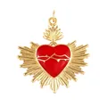 Large sacred heart pendant with red enamel finish and golden rays variant - Red Sacred Heart Large Size Style (M205900-Red)