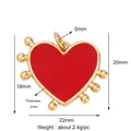 Red enamel heart pendant in golden brass finish for DIY jewelry making, size 22x20mm - M184335 Red Beaded Heart Gold