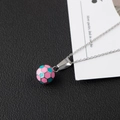 Titanium steel necklace featuring a pink and blue enamel soccer ball pendant for men - Pink With Chain