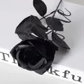 Single black velvet artificial rose with dark stem for gothic wedding flower decorations - All Black