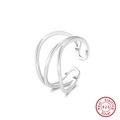 Minimalist 925 sterling silver triple layer intertwined ring in polished silver finish - Adjustable Open / Multi-layer Open Style (GAR04) / Silver