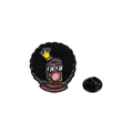 Hip hop black girl enamel pin with yellow crown and pink bubblegum on white background - Crown Afro Girl Blowing Bubble