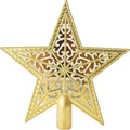 Golden Christmas tree top star with hollow pattern and mounting base for holiday decor - 15CM / Gold