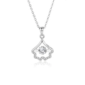 Collier élégant en argent S925 avec feuille de ginkgo et pierre de zircon mobile - Zirconia Diamant Blanc Or Blanc (FDTD-039) / Argent 925