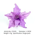 Fiore di Natale viola glitterato 20cm decorazione stella in velluto per albero - Stile Viola B