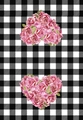 Strofinaccio assorbente con stampa cuore di rose rosa e motivo a quadretti neri - Cuore di Rose e Motivo a Scacchi (MB1-5)