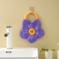 Hanging flower hand towel in purple coral velvet with embroidered blessing character - Purple - Blessing Embroidery