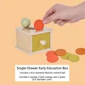 Wooden Montessori object permanence box with drawer, green ball, and colorful discs - Macaron 2-in-1 Single Drawer Box