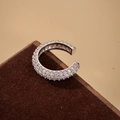 Sparkling S925 sterling silver full diamond C-shaped ear cuff earring in silver finish - 925 Silver / White Gold