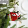 Hand-painted Santa Claus metal ornament for Christmas tree hanging, size 10x7cm - Green Hat Gnome