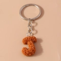 Letter J keychain accessory decorated with orange resin roses and silver metal ring - Letter J