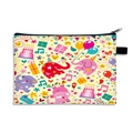 Beige canvas coin purse with colorful birthday party cartoon elephant and balloon prints - Cartoon Elephant Cake Style (05)
