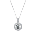 Collana in argento S925 con pendente rotondo in moissanite e castone micro-pave - Collana con Ciondolo Rotondo 2ct