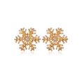 Golden snowflake stud earrings featuring centered clear crystals on a white background - Single Stone Snowflake Stud Earrings