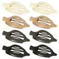 Set of 8 matte oval duckbill hair clips in beige, brown, and black neutral colors - Set 19 (Pack of 8)