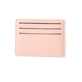 Slim light pink PU leather card holder with litchi texture and three card slots - Pink