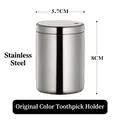 Polished stainless steel toothpick dispenser in silver finish with single top hole - Silver