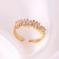 Bague ouverte ajustable plaquée or 18 carats avec neuf zircons sur soie blanche - Style Zircon Rectangulaire Transparent (款式2)
