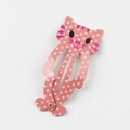Cute pink cat-shaped metal BB hair clip with white polka dots for girls and children - Pink Cat