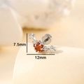 Titanium steel screw-back earring with orange star zircon and clear crystals, 12mm size - Garnet Red