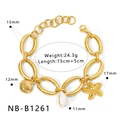 Détail du bracelet océan doré avec pendentifs coquillage et étoile de mer de 15cm+5cm - Style Océan Pendentif Coquillage Étoile de Mer (NB-B1261)