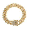 Bracciale cubano dorato da uomo con strass scintillanti e chiusura a cassetta di lusso - Oro 20cm Bracciale