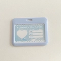 Light blue heart cloud glitter ID card holder with school card insert on white texture - Blue Horizontal Single Case