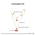 Detailed specs for double-layer stainless steel gold cherry necklace with 17x15mm pendant - Double Layer Cherry Style (KN295003-SXSJ)