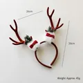 Serre-tête bois de renne de Noël avec flocage brun, nœud rouge et décor de baies - Grands Bois De Renne Marron Avec Boules En Peluche
