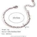 Silver 316L stainless steel bracelet 3mm box chain with lobster clasp 15+5cm - 3mm Long Box Chain (15+5cm) / Silver
