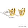 Golden stainless steel butterfly ear cuff earrings with sparkling white crystals - Butterfly