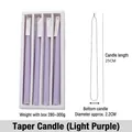 Lot de 4 bougies flambeaux violet clair de 25 cm dans un coffret cadeau à fenêtre - Coffret de Bougies Flambeaux / Violet Clair Uni