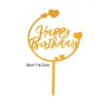 10-piece gold acrylic Happy Birthday cake topper set with heart design, 9cm x 14.2cm - Heart Semicircle Style (Gold) / 10 Pcs