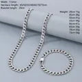 Silver 7.5mm Figaro chain necklace and bracelet set with detailed size and weight specs - Bracelet 20CM / 7.5MM / Standard 1-1 Steel Color
