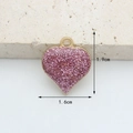 Ciondolo a cuore rosa glitterato con bordo dorato per gioielli fai da te 1,9x1,6cm - 1.6CM×1.9CM / Cuore Glitter Rosa