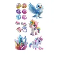 Tatuaggi temporanei di unicorno e arcobaleno per bambini con gemme colorate in 3D - Gemme e Grifone (WS-C076)