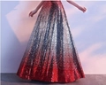 Sparkling ombre red and silver sequin maxi skirt with a high waist and A-line silhouette - US size 2 (S) / Red Silver Gradient