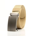 Men's khaki nylon belt with gun-grey automatic metal buckle for casual jeans - F150 Simple Metal Automatic Buckle (Khaki)