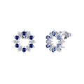 S925 sterling silver sunflower stud earrings with blue and white zircon stones - Silver Blue White Petal Style (APE124-P)