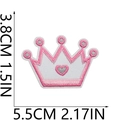 Detailed view of pink embroidered crown patch with precise size measurements in CM and IN - Pink and White Crown Style (14号)