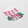 Detail of white Christmas knit hat featuring reindeer, snowmen, and green trees - White-Snowman & Tree (#2)