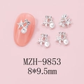 Macro shot of silver alloy starfish nail charms with rhinestones measuring 8x9.5mm - MZH-9853 (8*9.5mm)