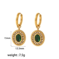 Detail of emerald green zircon earrings with gold plating showing dimensions 15mm x 13.5mm - Emerald Oval Earrings (TE6291)
